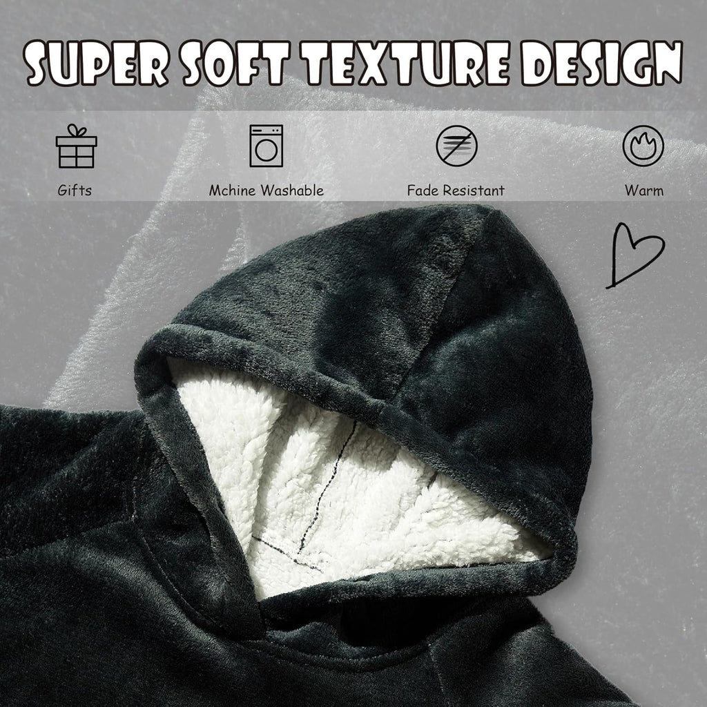 Krifey Wearable Blanket Hoodie, Oversized Sherpa Hooded as Birthday Gifts Christmas Gifts for Mom Women Girlfriend Men, Cozy Sweatshirt with Giant Pocket - Grand Goldman