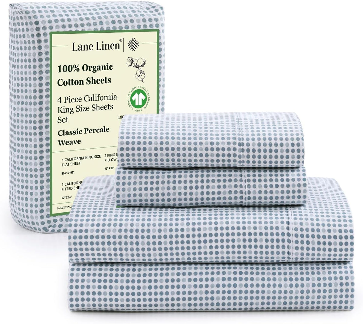 LANE LINEN 100% Organic Cotton Queen Sheet Set, 4Pc Cotton Sheets Queen Size Bed Set, Soft & Breathable Percale Weave, Deep Pocket Queen Sheets, Hotel-Quality Bed Sheets Queen Size - White Bed Sheets - Grand Goldman