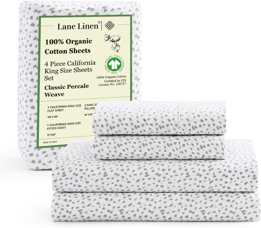 LANE LINEN 100% Organic Cotton Queen Sheet Set, 4Pc Cotton Sheets Queen Size Bed Set, Soft & Breathable Percale Weave, Deep Pocket Queen Sheets, Hotel-Quality Bed Sheets Queen Size - White Bed Sheets - Grand Goldman