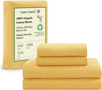 LANE LINEN 100% Organic Cotton Queen Sheet Set, 4Pc Cotton Sheets Queen Size Bed Set, Soft & Breathable Percale Weave, Deep Pocket Queen Sheets, Hotel-Quality Bed Sheets Queen Size - White Bed Sheets - Grand Goldman
