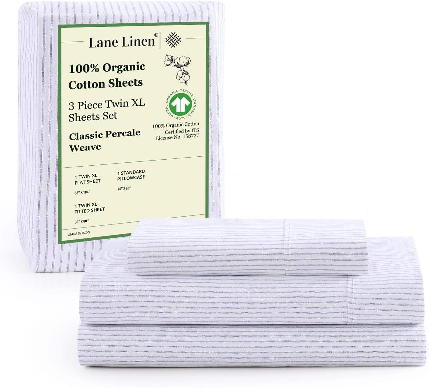 LANE LINEN 100% Organic Cotton Queen Sheet Set, 4Pc Cotton Sheets Queen Size Bed Set, Soft & Breathable Percale Weave, Deep Pocket Queen Sheets, Hotel-Quality Bed Sheets Queen Size - White Bed Sheets - Grand Goldman