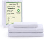 LANE LINEN 100% Organic Cotton Queen Sheet Set, 4Pc Cotton Sheets Queen Size Bed Set, Soft & Breathable Percale Weave, Deep Pocket Queen Sheets, Hotel-Quality Bed Sheets Queen Size - White Bed Sheets - Grand Goldman