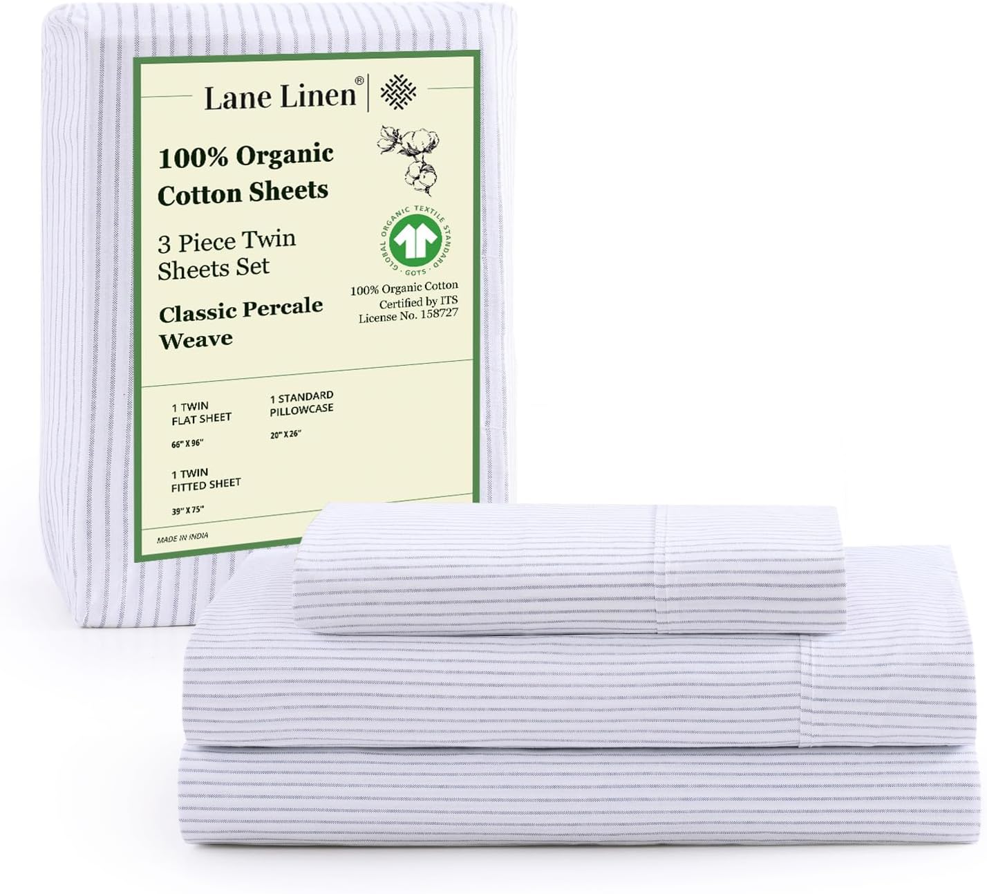 LANE LINEN 100% Organic Cotton Queen Sheet Set, 4Pc Cotton Sheets Queen Size Bed Set, Soft & Breathable Percale Weave, Deep Pocket Queen Sheets, Hotel-Quality Bed Sheets Queen Size - White Bed Sheets - Grand Goldman