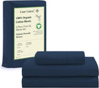LANE LINEN 100% Organic Cotton Queen Sheet Set, 4Pc Cotton Sheets Queen Size Bed Set, Soft & Breathable Percale Weave, Deep Pocket Queen Sheets, Hotel-Quality Bed Sheets Queen Size - White Bed Sheets - Grand Goldman