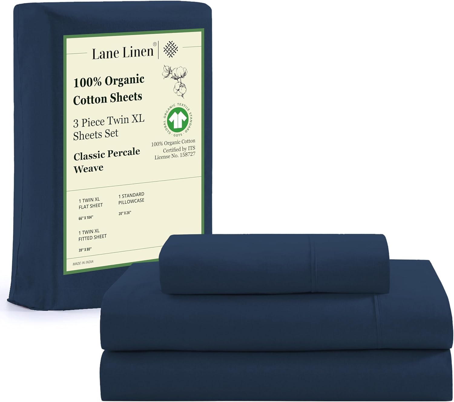 LANE LINEN 100% Organic Cotton Queen Sheet Set, 4Pc Cotton Sheets Queen Size Bed Set, Soft & Breathable Percale Weave, Deep Pocket Queen Sheets, Hotel-Quality Bed Sheets Queen Size - White Bed Sheets - Grand Goldman