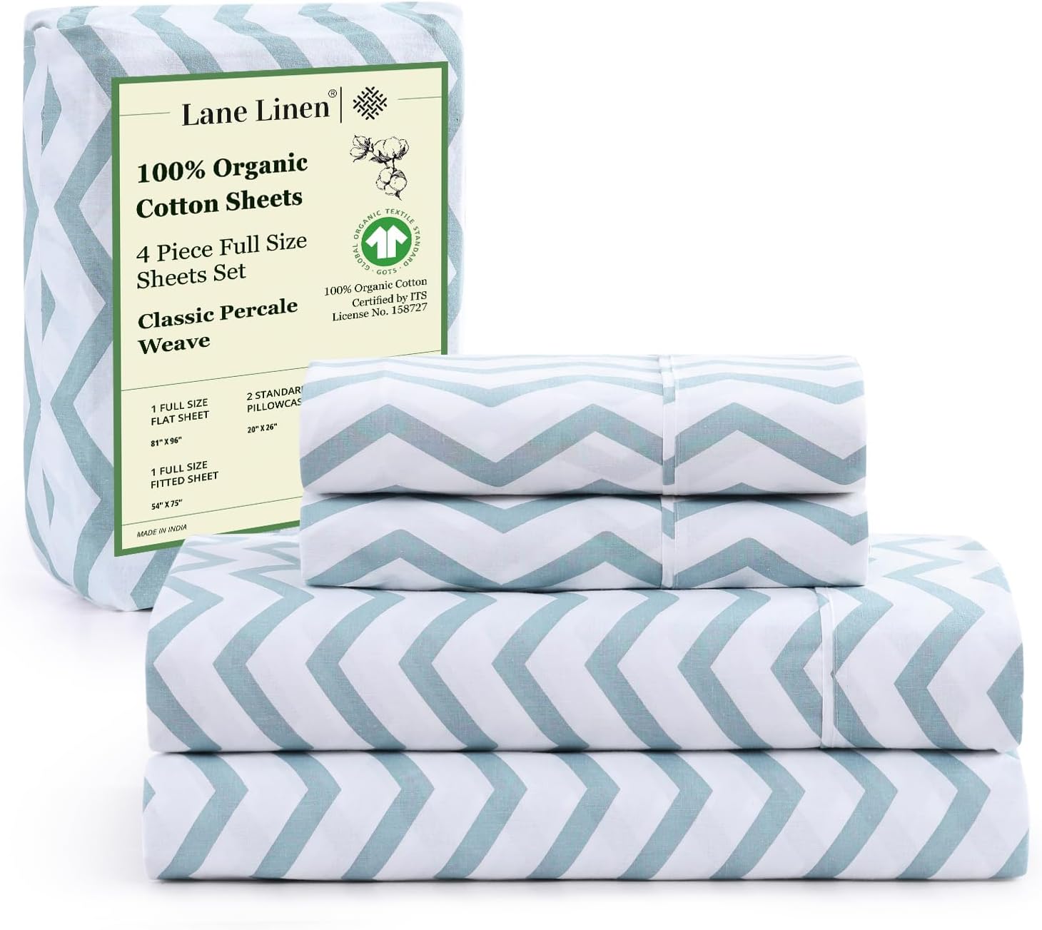 LANE LINEN 100% Organic Cotton Queen Sheet Set, 4Pc Cotton Sheets Queen Size Bed Set, Soft & Breathable Percale Weave, Deep Pocket Queen Sheets, Hotel-Quality Bed Sheets Queen Size - White Bed Sheets - Grand Goldman