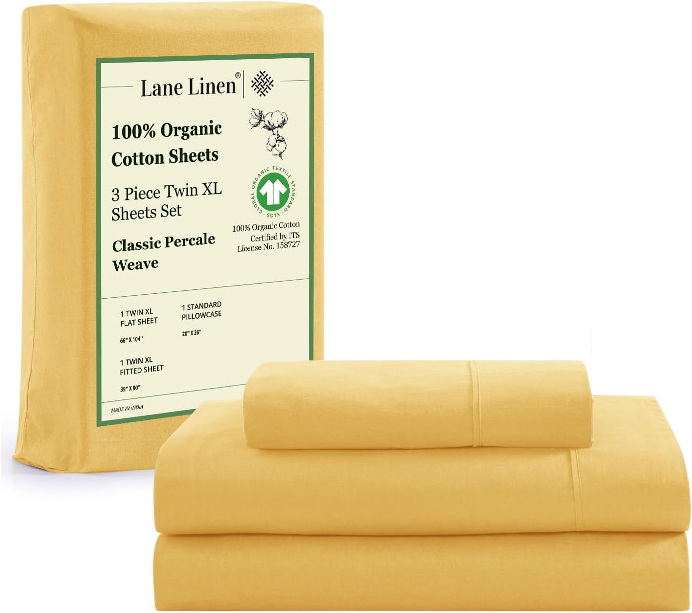 LANE LINEN 100% Organic Cotton Queen Sheet Set, 4Pc Cotton Sheets Queen Size Bed Set, Soft & Breathable Percale Weave, Deep Pocket Queen Sheets, Hotel-Quality Bed Sheets Queen Size - White Bed Sheets - Grand Goldman