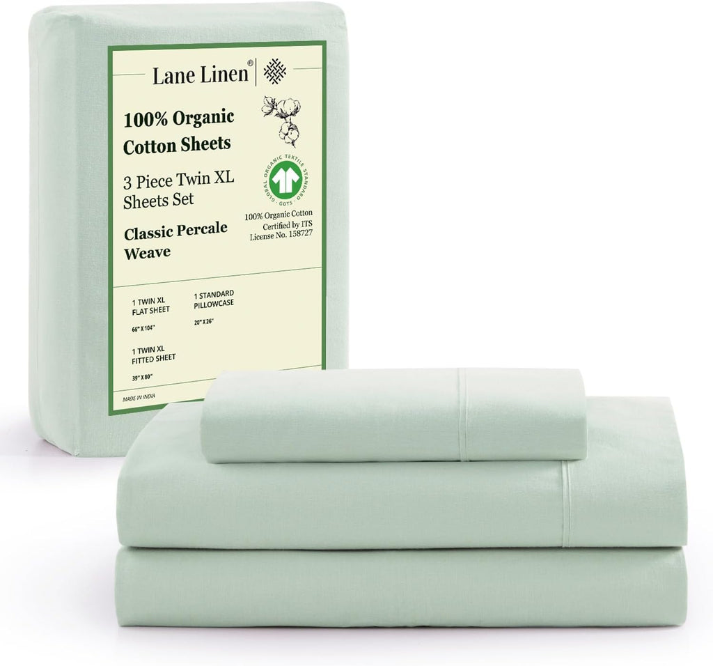 LANE LINEN 100% Organic Cotton Queen Sheet Set, 4Pc Cotton Sheets Queen Size Bed Set, Soft & Breathable Percale Weave, Deep Pocket Queen Sheets, Hotel-Quality Bed Sheets Queen Size - White Bed Sheets - Grand Goldman