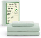 LANE LINEN 100% Organic Cotton Queen Sheet Set, 4Pc Cotton Sheets Queen Size Bed Set, Soft & Breathable Percale Weave, Deep Pocket Queen Sheets, Hotel-Quality Bed Sheets Queen Size - White Bed Sheets - Grand Goldman