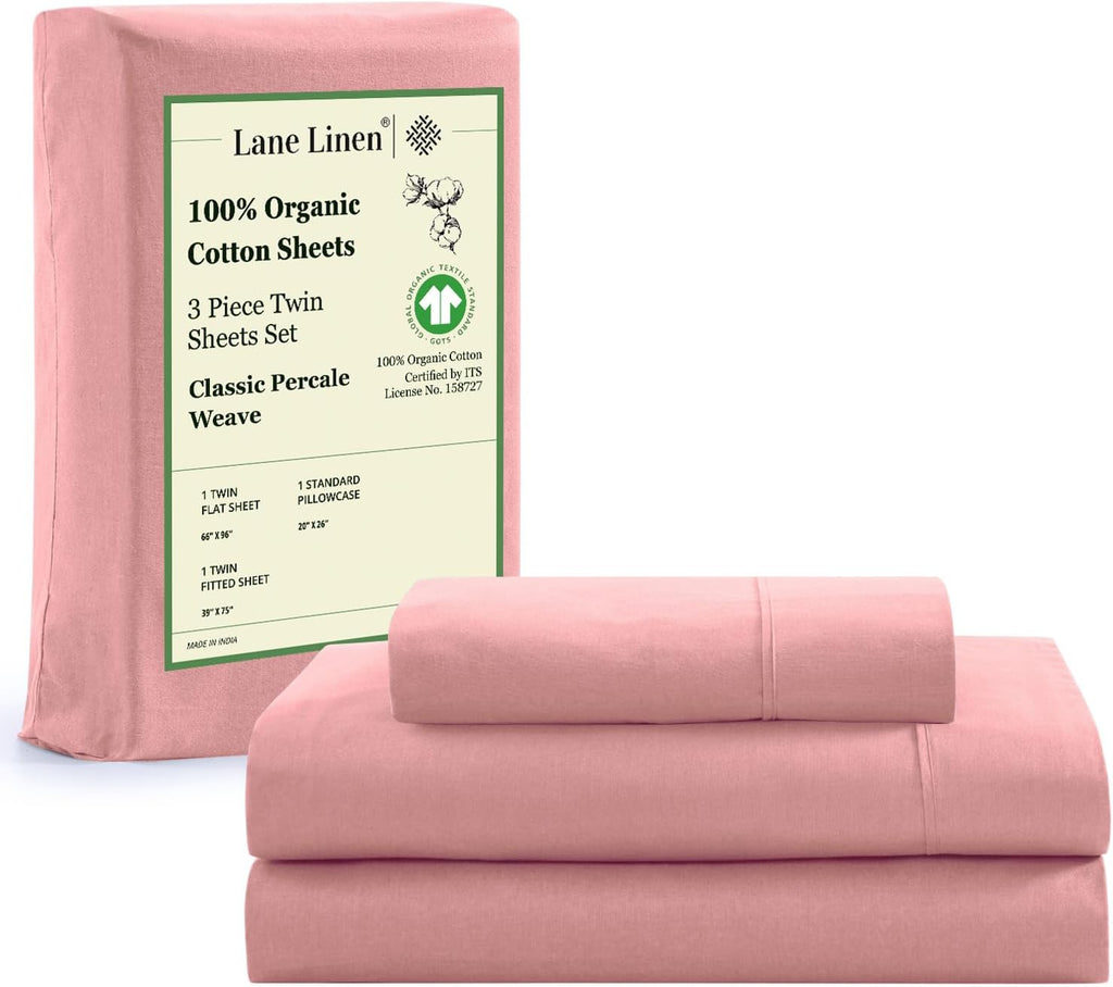 LANE LINEN 100% Organic Cotton Queen Sheet Set, 4Pc Cotton Sheets Queen Size Bed Set, Soft & Breathable Percale Weave, Deep Pocket Queen Sheets, Hotel-Quality Bed Sheets Queen Size - White Bed Sheets - Grand Goldman