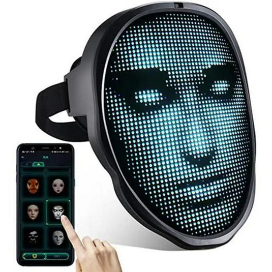 MyLEDMask #1 Visière Lumineuse pour Halloween &amp; Cosplay | RVB Changement de Visage Lumineux Carnaval DJ Lumière Fête Réglable Confortable 50 Modes Affichage Statique Dynamique Sans Danger pour les Yeux