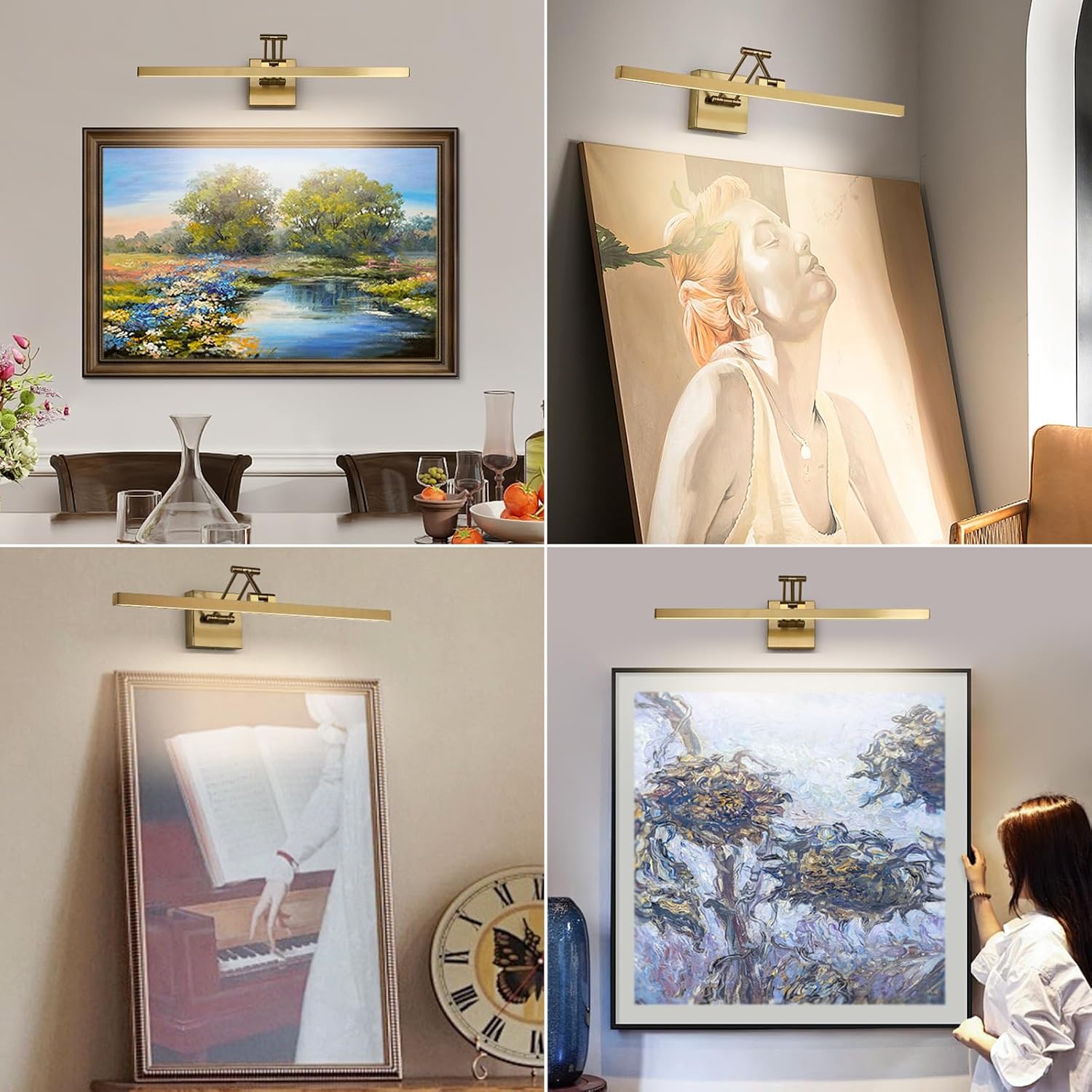 LED Brass Hard-Wired Connection Gallery Picture Light for Paintings Gold Lighting Fixtures Dimmable Modern LED Picture Lights Artwork Display Lighting 23.6 Inch 14W 3000K Warm White - Grand Goldman