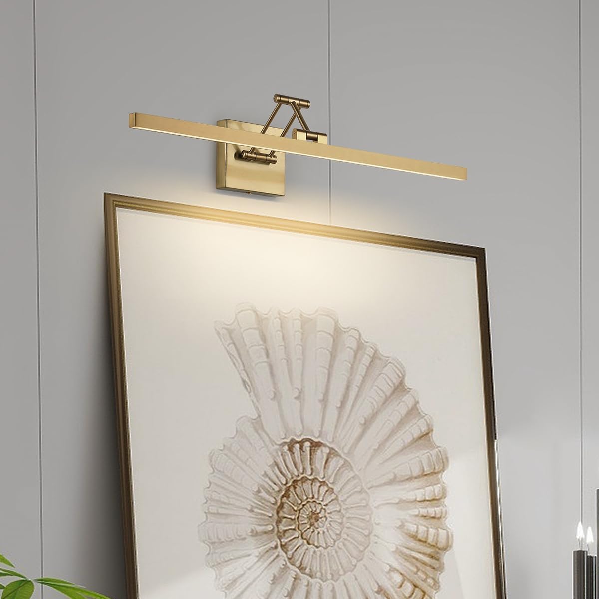 LED Brass Hard-Wired Connection Gallery Picture Light for Paintings Gold Lighting Fixtures Dimmable Modern LED Picture Lights Artwork Display Lighting 23.6 Inch 14W 3000K Warm White - Grand Goldman