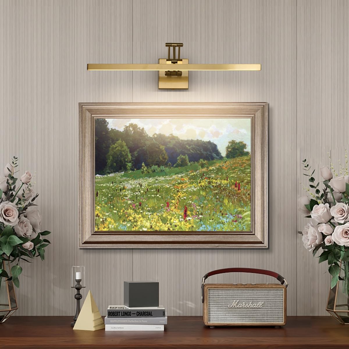 LED Brass Hard-Wired Connection Gallery Picture Light for Paintings Gold Lighting Fixtures Dimmable Modern LED Picture Lights Artwork Display Lighting 23.6 Inch 14W 3000K Warm White - Grand Goldman