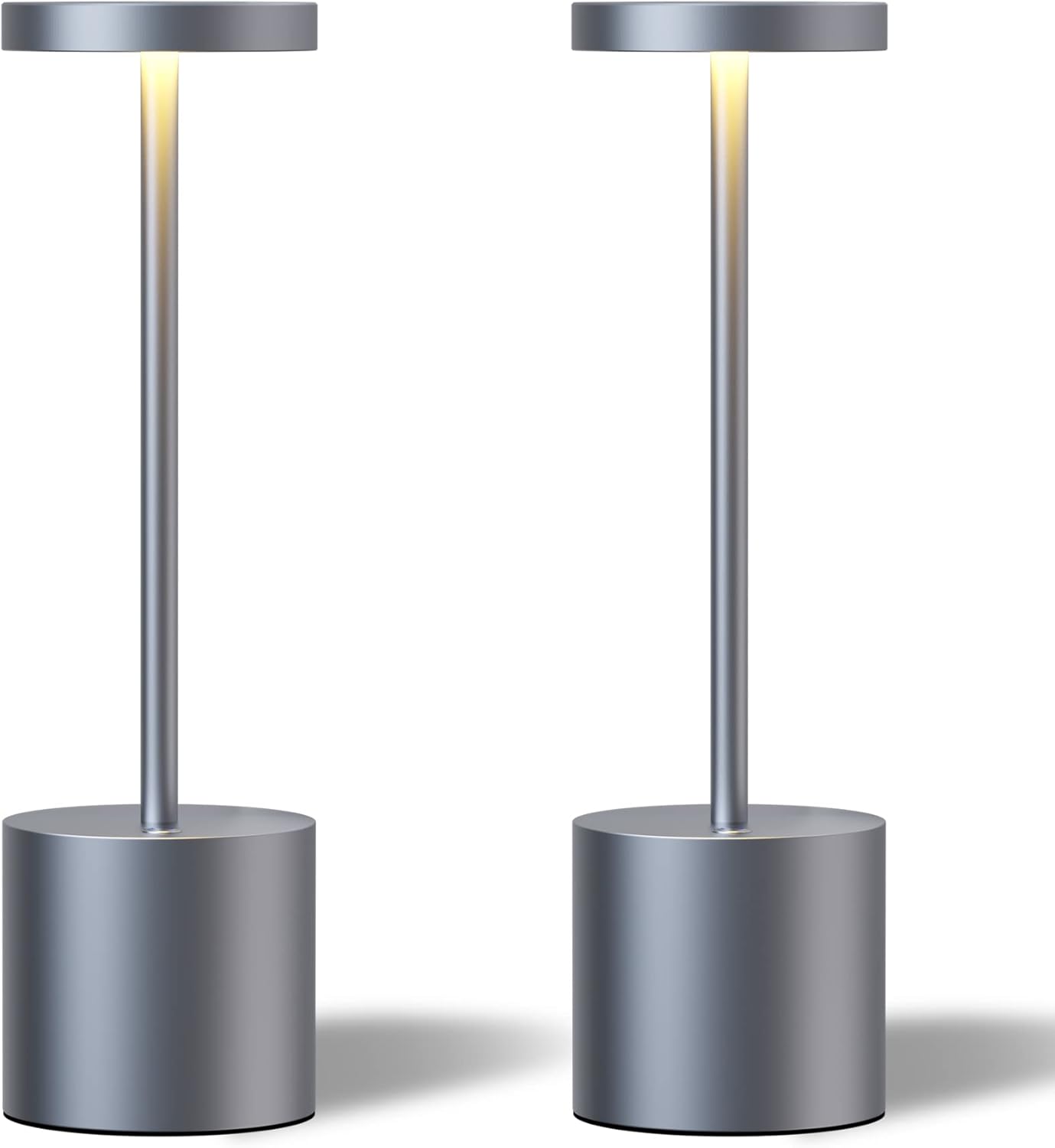 LED Cordless Table Lamps Set of 2,Portable Rechargeable 5000mAh Outdoor Table Lamp,3 Color Stepless Dimming Battery Powered Lamp, Table Light for Dinner/Patio/Restaurant/Bedroom.(Black) - Grand Goldman