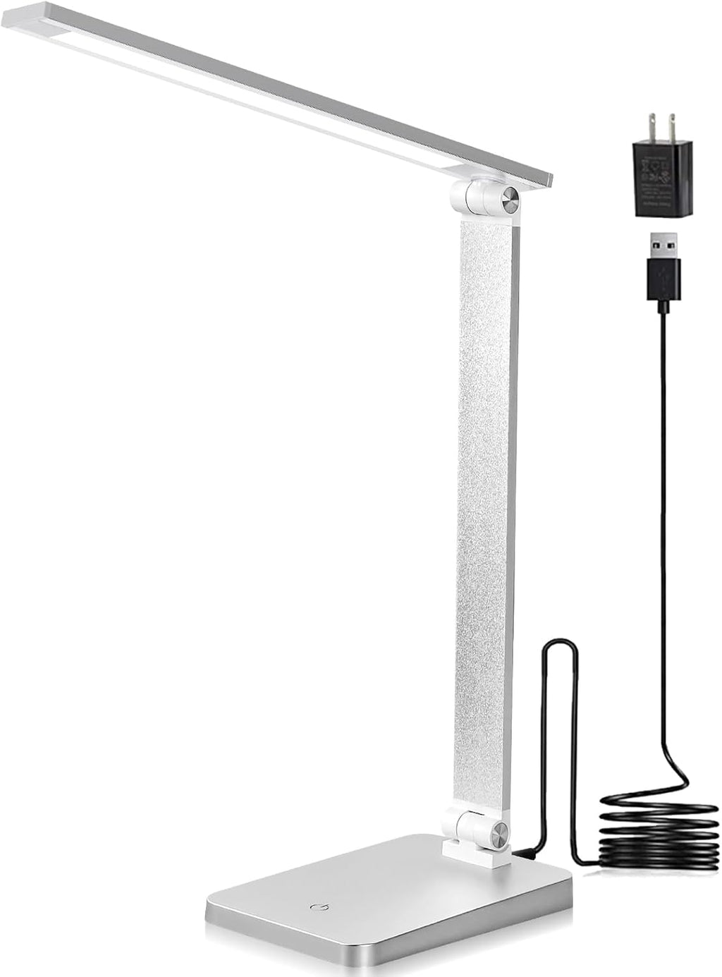 LED Desk Lamp for Home Office, 3 Levels Dimmable Desk Light with USB Charging Port, Small Study Lamp, Reading Light for Table, Black, 5000K - Grand Goldman