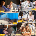 LED Desk Lamp for Home Office, 3 Levels Dimmable Desk Light with USB Charging Port, Small Study Lamp, Reading Light for Table, Black, 5000K - Grand Goldman