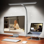 LED Desk Lamp for Office Home, Eye-Caring Desk Light with Stepless Dimming Adjustable Flexible Gooseneck, 10W USB Adapter Desk Lamp with Clamp for Reading, Study, Workbench (Black) - Grand Goldman