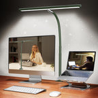 LED Desk Lamp for Office Home, Eye-Caring Desk Light with Stepless Dimming Adjustable Flexible Gooseneck, 10W USB Adapter Desk Lamp with Clamp for Reading, Study, Workbench (Black) - Grand Goldman