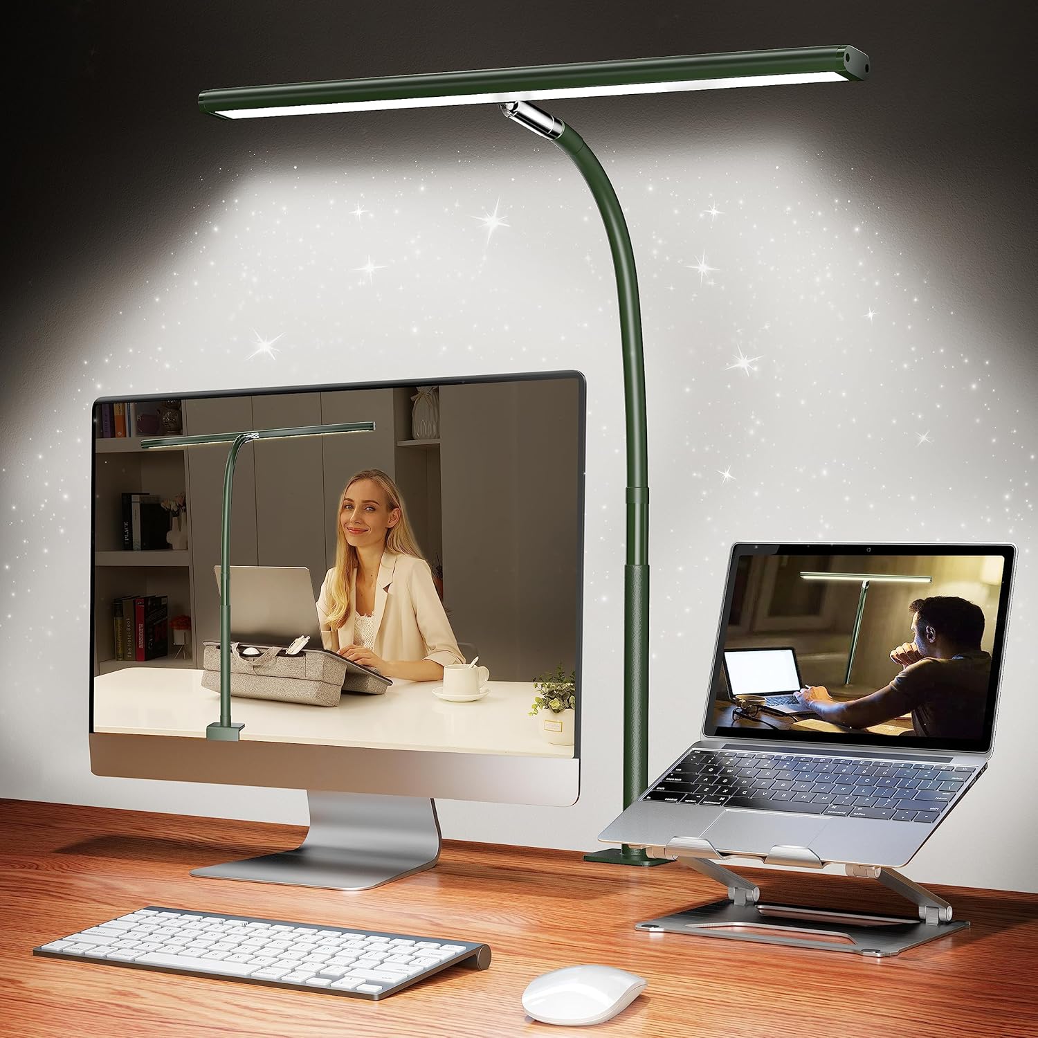 LED Desk Lamp for Office Home, Eye-Caring Desk Light with Stepless Dimming Adjustable Flexible Gooseneck, 10W USB Adapter Desk Lamp with Clamp for Reading, Study, Workbench (Black) - Grand Goldman