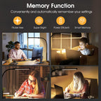 LED Desk lamp with Clamp, Eye-Caring Clip on Lights for Home Office, 3 Modes 10 Brightness, Long Flexible Gooseneck,Metal, Swing Arm Architect Task Table Lamps with USB Adapter, Black - Grand Goldman