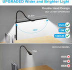 LED Floor Lamp, 15W/1800LM Bright Reading Floor Lamp for Office with Double Head, Adjustable Gooseneck Dimmable Modern Standing Light for Lash Extension Craft, Eye Caring Floor Lamps for Living Room - Grand Goldman