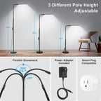 LED Floor Lamp, 15W/1800LM Bright Reading Floor Lamp for Office with Double Head, Adjustable Gooseneck Dimmable Modern Standing Light for Lash Extension Craft, Eye Caring Floor Lamps for Living Room - Grand Goldman