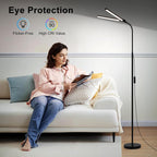 LED Floor Lamp, 15W/1800LM Bright Reading Floor Lamp for Office with Double Head, Adjustable Gooseneck Dimmable Modern Standing Light for Lash Extension Craft, Eye Caring Floor Lamps for Living Room - Grand Goldman