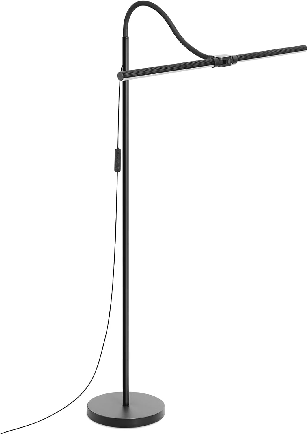 LED Floor Lamp, 15W/1800LM Bright Reading Floor Lamp for Office with Double Head, Adjustable Gooseneck Dimmable Modern Standing Light for Lash Extension Craft, Eye Caring Floor Lamps for Living Room - Grand Goldman