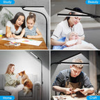 LED Floor Lamp, 15W/1800LM Bright Reading Floor Lamp for Office with Double Head, Adjustable Gooseneck Dimmable Modern Standing Light for Lash Extension Craft, Eye Caring Floor Lamps for Living Room - Grand Goldman