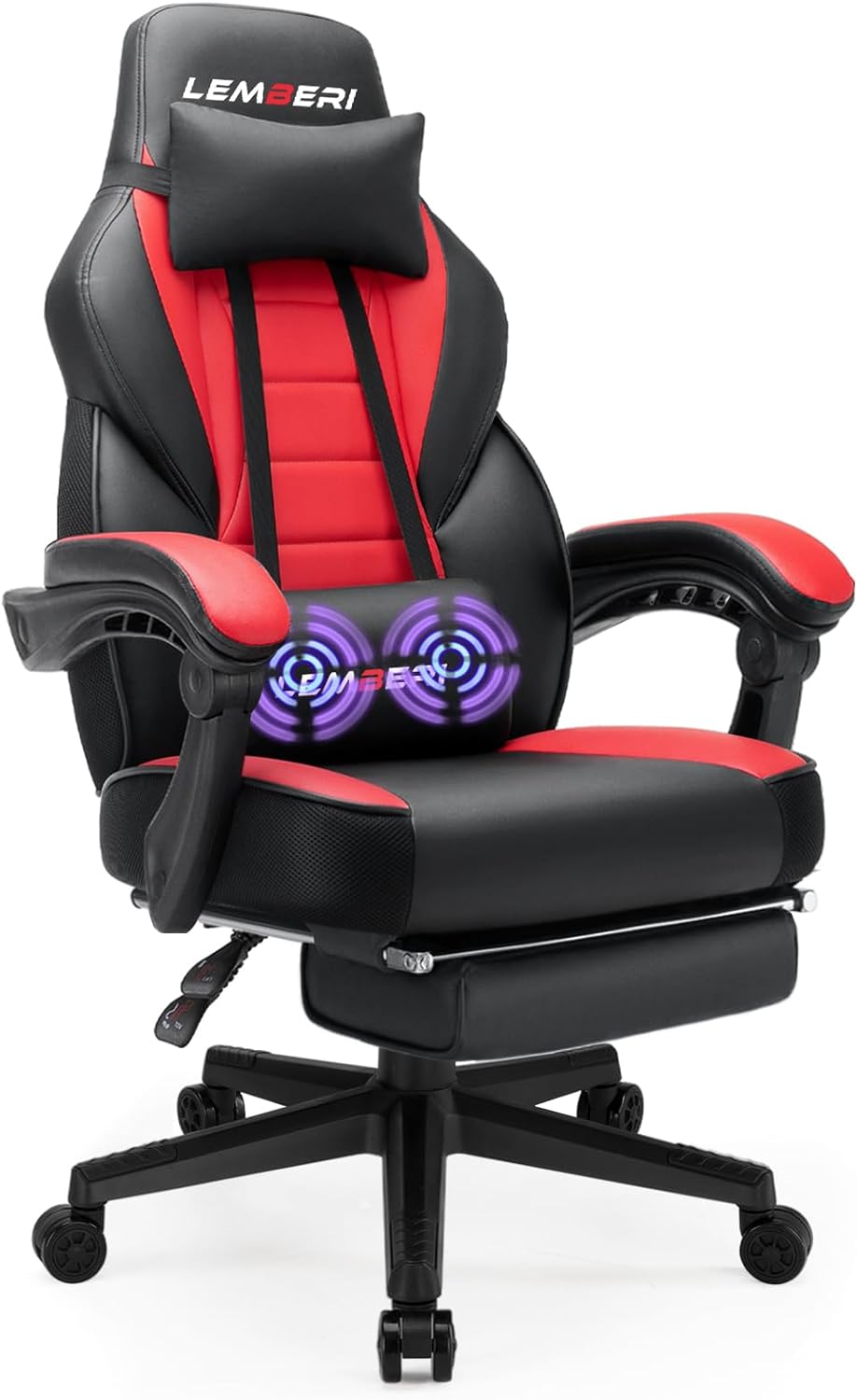 LEMBERI Video Game Chairs with footrest, Big and Tall Gamer Chair for Adults, 400lb Capacity, Racing Style Computer Chair with Headrest and Lumbar Support - Grand Goldman