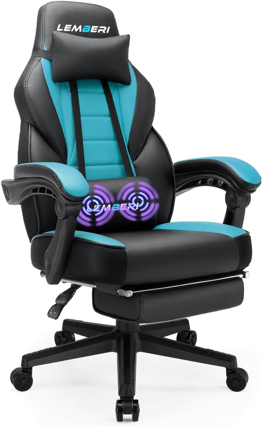 LEMBERI Video Game Chairs with footrest, Big and Tall Gamer Chair for Adults, 400lb Capacity, Racing Style Computer Chair with Headrest and Lumbar Support - Grand Goldman