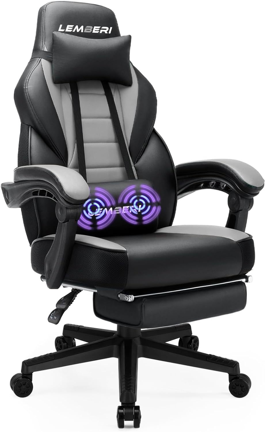 LEMBERI Video Game Chairs with footrest, Big and Tall Gamer Chair for Adults, 400lb Capacity, Racing Style Computer Chair with Headrest and Lumbar Support - Grand Goldman