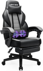 LEMBERI Video Game Chairs with footrest, Big and Tall Gamer Chair for Adults, 400lb Capacity, Racing Style Computer Chair with Headrest and Lumbar Support - Grand Goldman