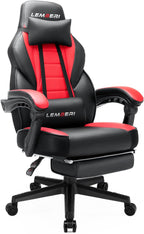 LEMBERI Video Game Chairs with footrest, Big and Tall Gamer Chair for Adults, 400lb Capacity, Racing Style Computer Chair with Headrest and Lumbar Support - Grand Goldman