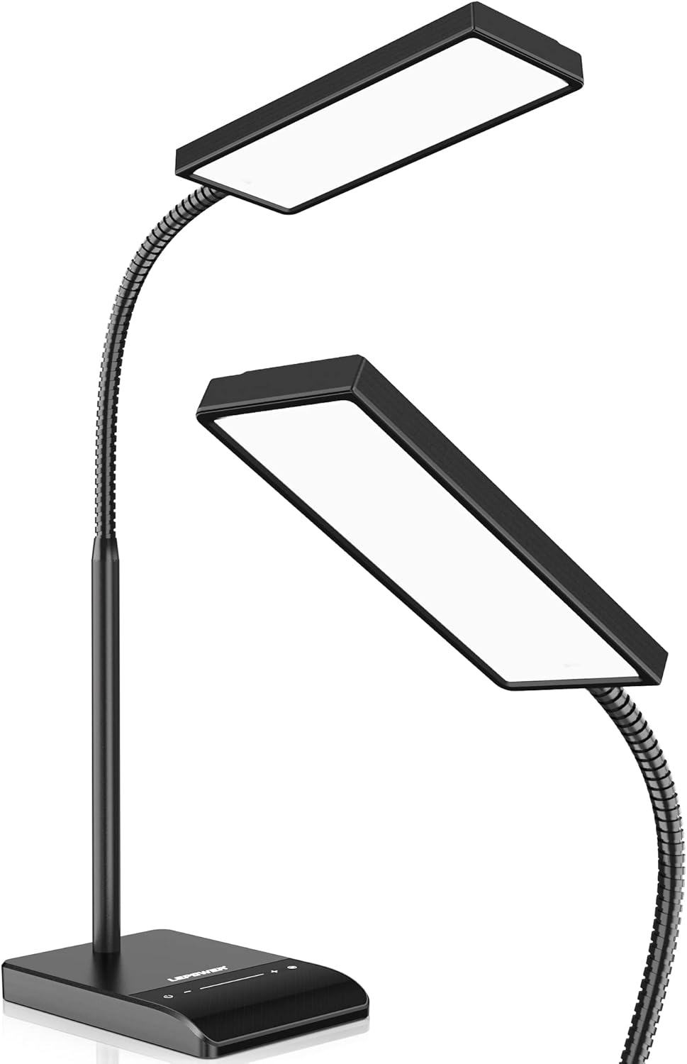 LEPOWER Desk Lamp, 800LM LED Desk Lamp for Home Office, 12W Reading Lamp for Desk, Eye-Caring Light, Touch Table Lamp, Gooseneck Lamp, 50 Lighting Modes, Bright Desk Lamps for Bedroom, Study (Black) - Grand Goldman