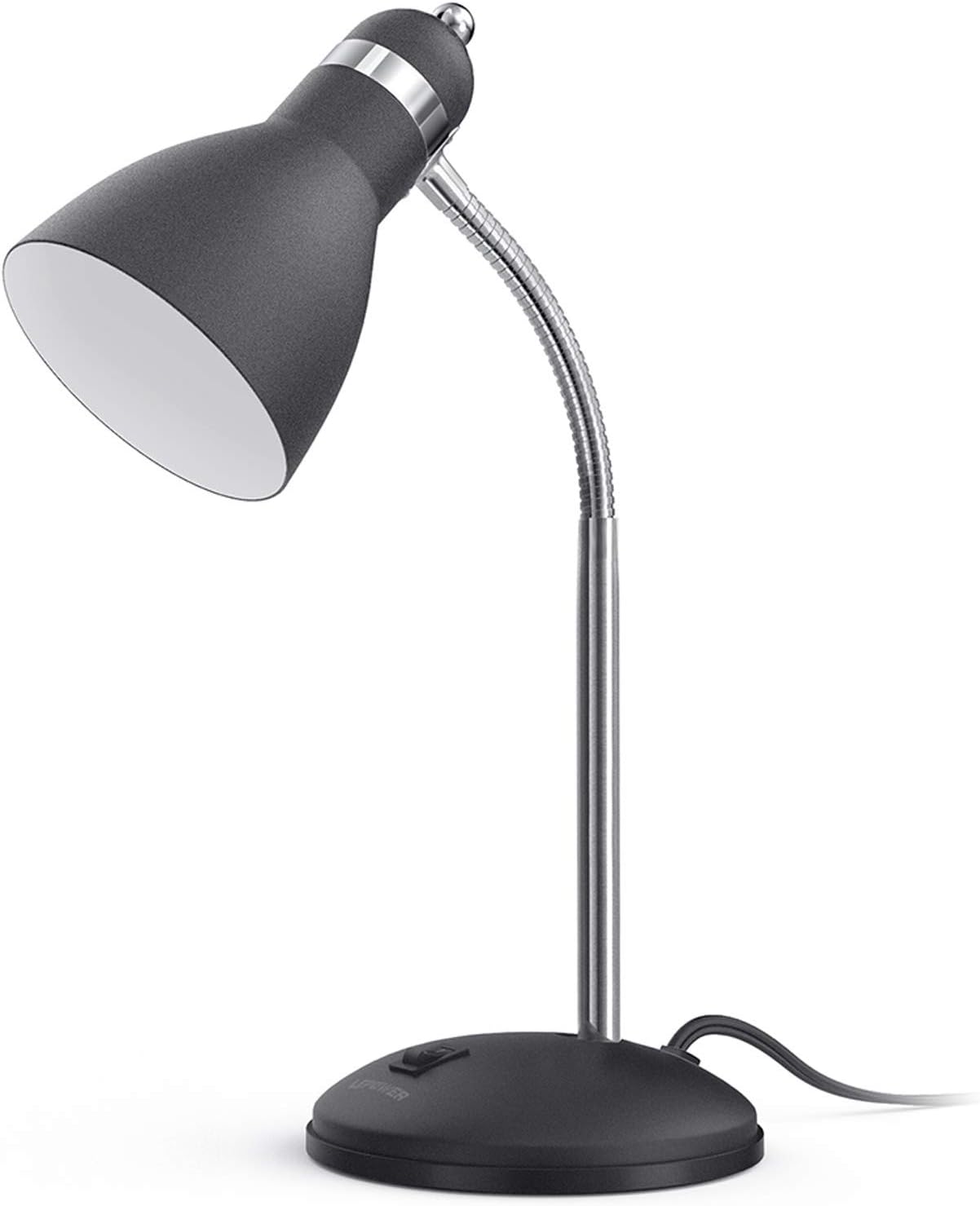 LEPOWER Metal Desk Lamp, Eye-Caring Table Lamp, Study Lamps with Flexible Goose Neck for Bedroom, Home Office (Matte Black) - Grand Goldman