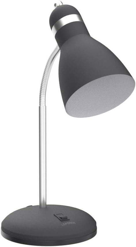 LEPOWER Metal Desk Lamp, Eye-Caring Table Lamp, Study Lamps with Flexible Goose Neck for Bedroom, Home Office (Matte Black) - Grand Goldman