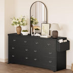 LIKIMIO Dresser 8 Drawer with Charging Station and Storage Bag, Wood Storage Chest of Drawers for Bedroom Living Room Hallway Entryway, Black - Grand Goldman