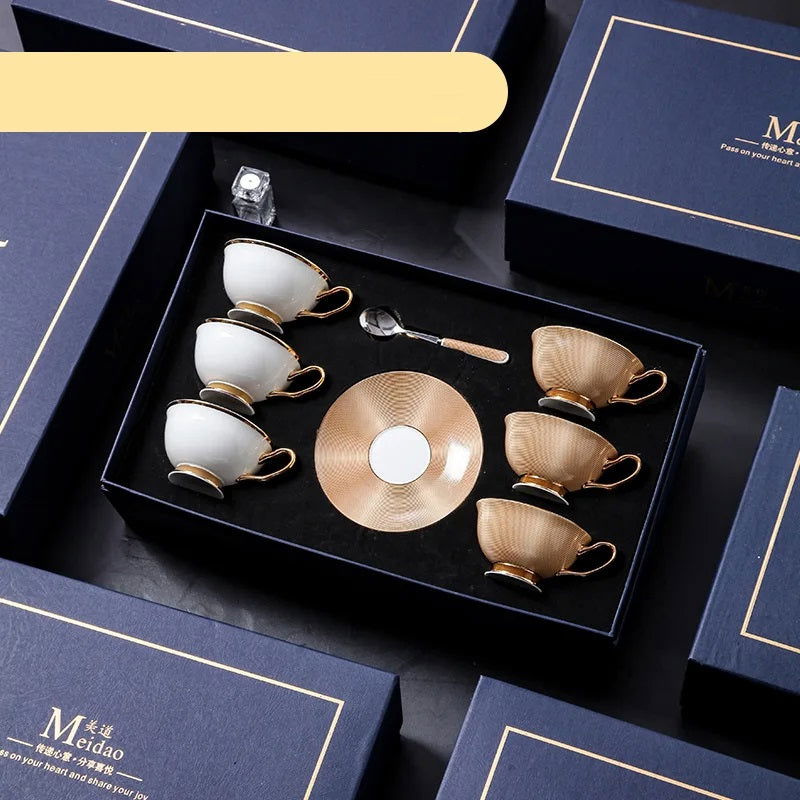 LINCOLN High-end Exquisite Bone China Mug Afternoon Tea Tea Set Premium European Coffee Cup Gift Box Hand-Painted Creative Designs Shimmering Colors Gold Handles Ideal Wedding Birthday Gift Mild Luxury Retro Style - Grand Goldman