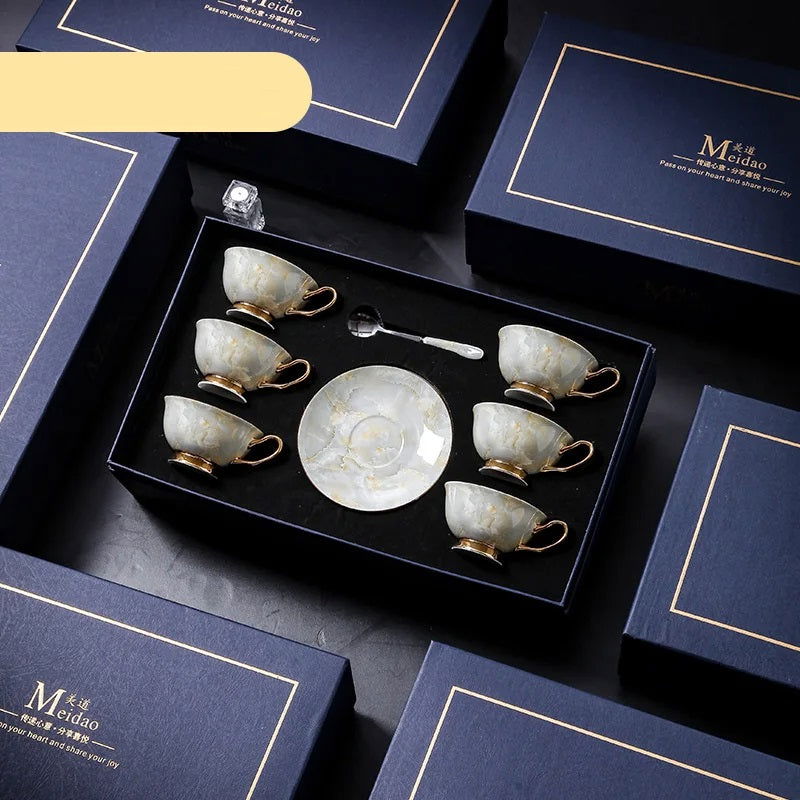 LINCOLN High-end Exquisite Bone China Mug Afternoon Tea Tea Set Premium European Coffee Cup Gift Box Hand-Painted Creative Designs Shimmering Colors Gold Handles Ideal Wedding Birthday Gift Mild Luxury Retro Style - Grand Goldman