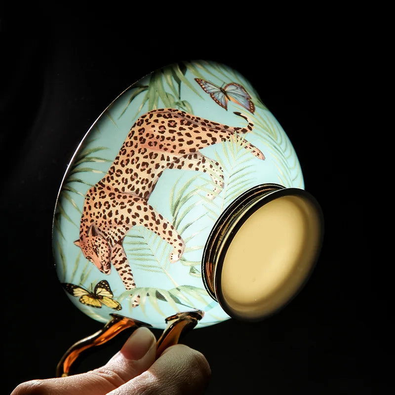 LINCOLN High-end Exquisite Bone China Mug Afternoon Tea Tea Set Premium European Coffee Cup Gift Box Hand-Painted Creative Designs Shimmering Colors Gold Handles Ideal Wedding Birthday Gift Mild Luxury Retro Style - Grand Goldman