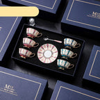 LINCOLN High-end Exquisite Bone China Mug Afternoon Tea Tea Set Premium European Coffee Cup Gift Box Hand-Painted Creative Designs Shimmering Colors Gold Handles Ideal Wedding Birthday Gift Mild Luxury Retro Style - Grand Goldman