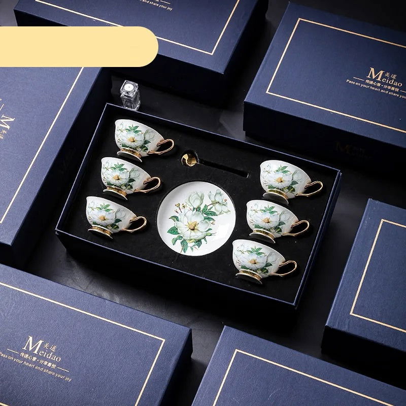 LINCOLN High-end Exquisite Bone China Mug Afternoon Tea Tea Set Premium European Coffee Cup Gift Box Hand-Painted Creative Designs Shimmering Colors Gold Handles Ideal Wedding Birthday Gift Mild Luxury Retro Style - Grand Goldman