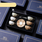 LINCOLN High-end Exquisite Bone China Mug Afternoon Tea Tea Set Premium European Coffee Cup Gift Box Hand-Painted Creative Designs Shimmering Colors Gold Handles Ideal Wedding Birthday Gift Mild Luxury Retro Style - Grand Goldman