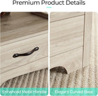 LINSY HOME Farmhouse Coffee Table with Storage, Wood Coffee Table for Living Room, Open Display Area and Storage Drawers with Metal Handles, Chic Style with Curved Base. Oak and Brown - Grand Goldman