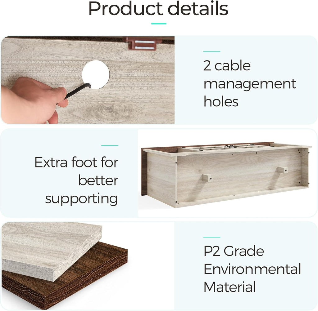 LINSY HOME Farmhouse TV Stand for 65 Inch TV, Wood Entertainment Center with Glass Door Storage Cabinet & Adjustable Shelves, Large Sturdy TV Console Table for Living Room Bedroom - Grand Goldman