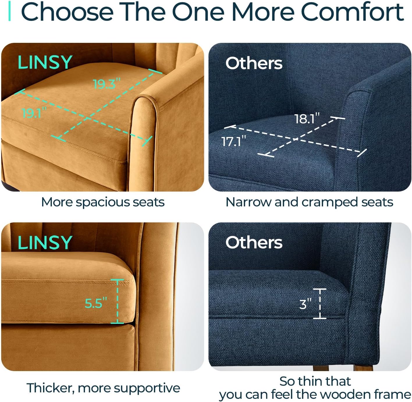 LINSY Velvet Accent Chair, Barrel Chair with Ottoman, Modern Comfy Reading Chair Armchair for Living Room Study Room Office, Yellow - Grand Goldman