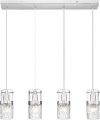 LMS 2-Pack Modern Matte Black Pendant Light, Adjustable Hanging Pendant Lighting with Hammered Glass, Tiltable Pendant Lighting for Kitchen Island, Bathroom, Bedroom, LMS-201 - Grand Goldman