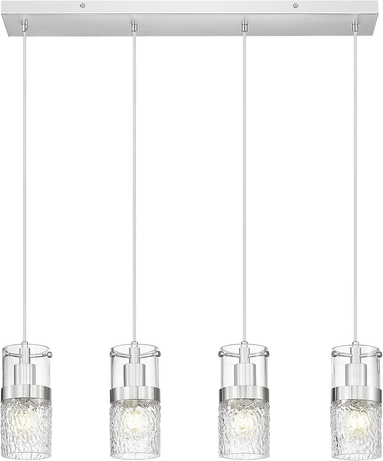 LMS 2-Pack Modern Matte Black Pendant Light, Adjustable Hanging Pendant Lighting with Hammered Glass, Tiltable Pendant Lighting for Kitchen Island, Bathroom, Bedroom, LMS-201 - Grand Goldman